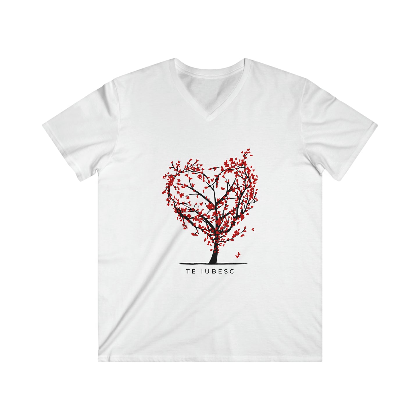 "Te Iubesc: Men's Fitted V-Neck Short Sleeve Tee – Embrace Love with Stylish Comfort"