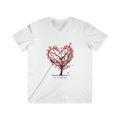 "Te Iubesc: Men's Fitted V-Neck Short Sleeve Tee – Embrace Love with Stylish Comfort"