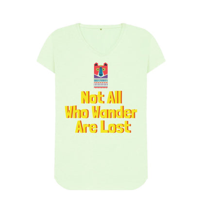 Pastel Green Not All Who Wander Are Lost V-Neck Adventure Tee