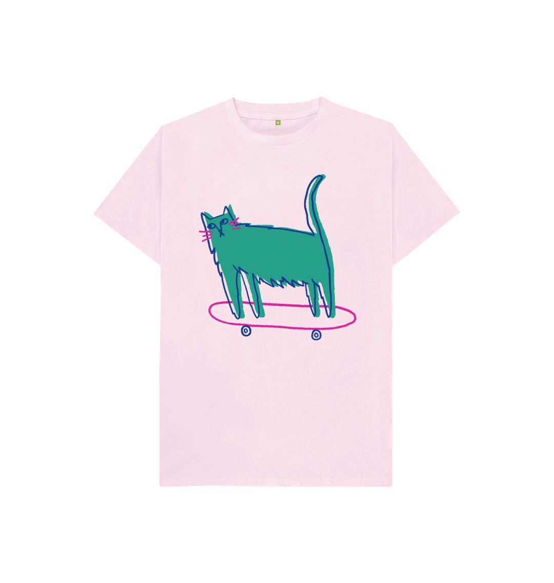 Pink Purr-fect Skater Kitty Tee for Kids