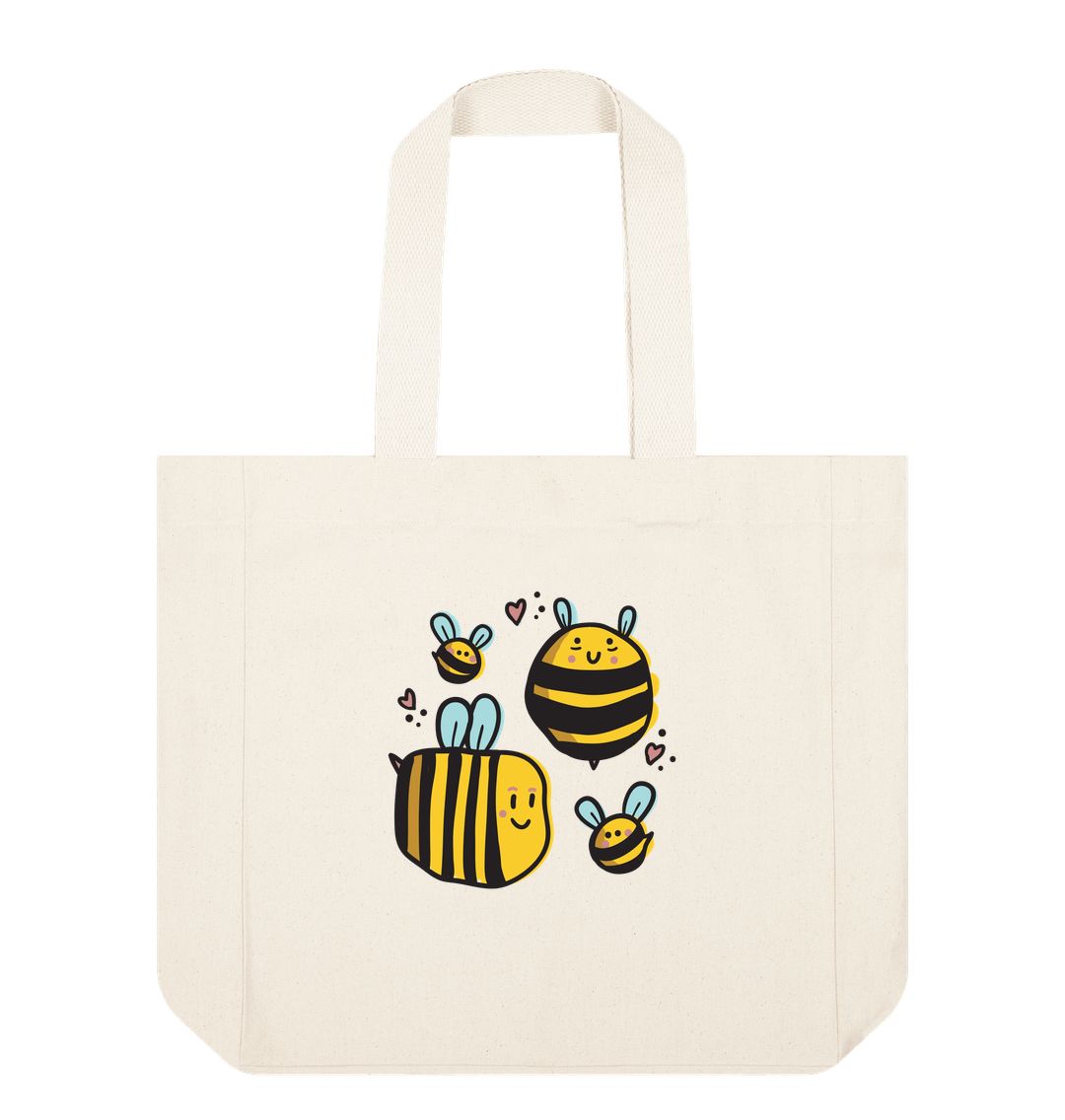 Natural Buzzing Blooms: Honey Bees Single-Sided Print Tote Bag