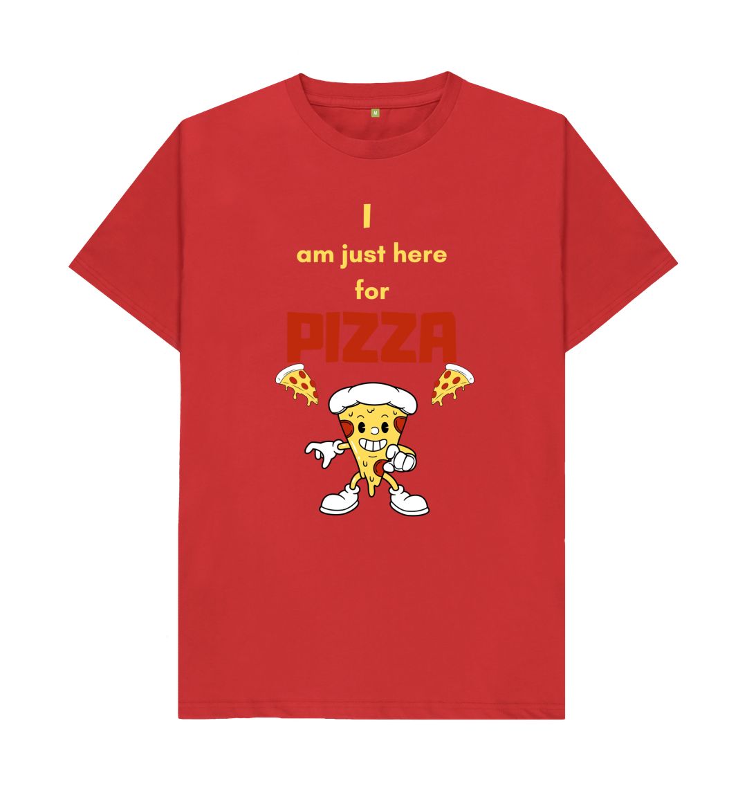 Red I'm Just Here for Pizza Unisex Tee - A Slice of Humor in Every Bite