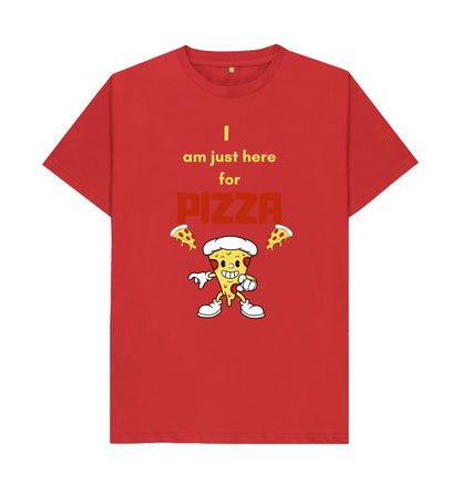 Red I'm Just Here for Pizza Unisex Tee - A Slice of Humor in Every Bite