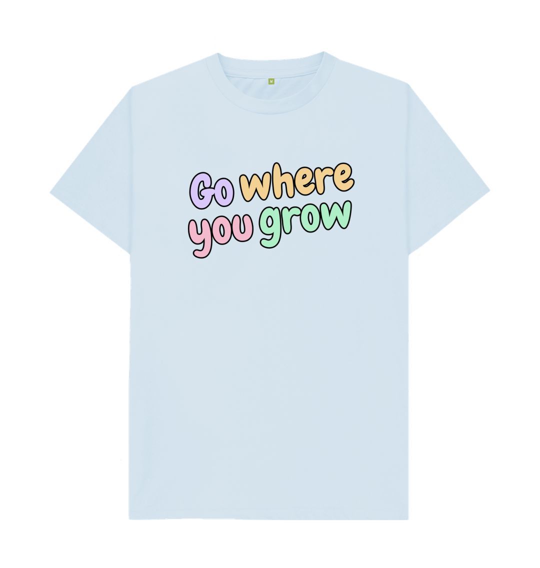 Sky Blue Go Where You Grow Unisex Basic Tee: Embrace the Journey