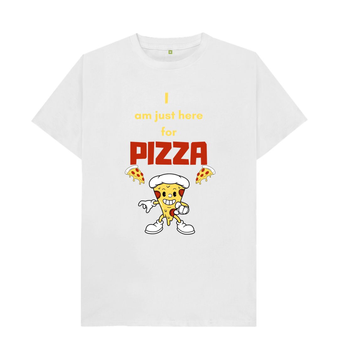 White I'm Just Here for Pizza Unisex Tee - A Slice of Humor in Every Bite