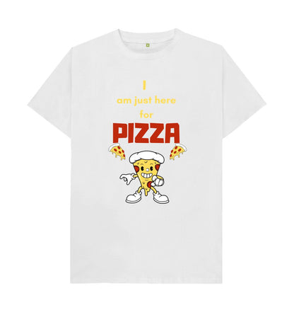 White I'm Just Here for Pizza Unisex Tee - A Slice of Humor in Every Bite