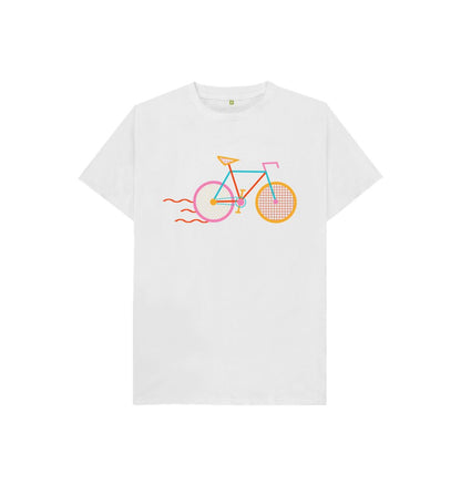 White Unisex-Cycle Adventure Kids Basic T-Shirt  - Ride into Fun and Style