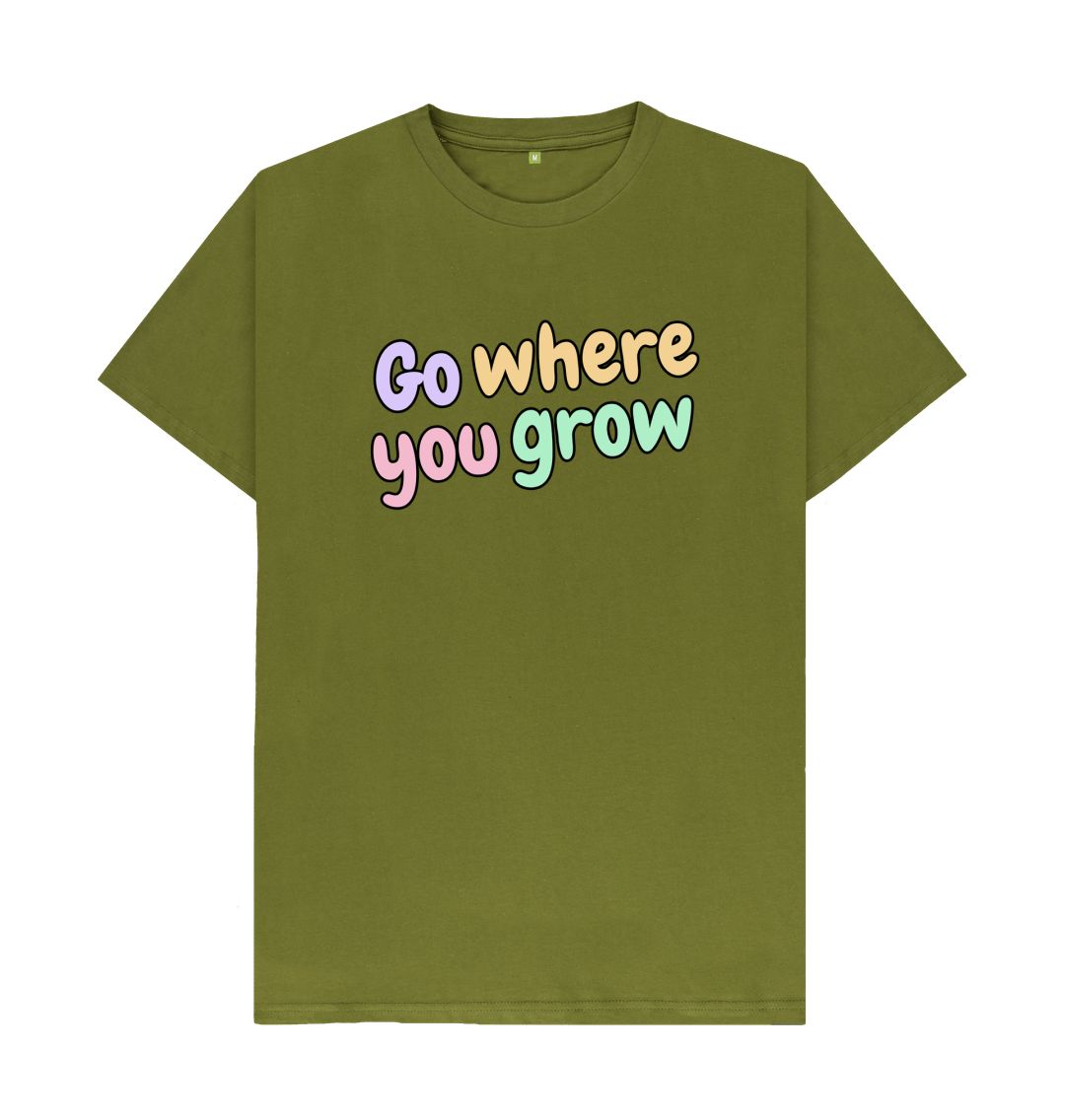 Moss Green Go Where You Grow Unisex Basic Tee: Embrace the Journey