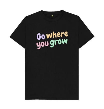 Black Go Where You Grow Unisex Basic Tee: Embrace the Journey