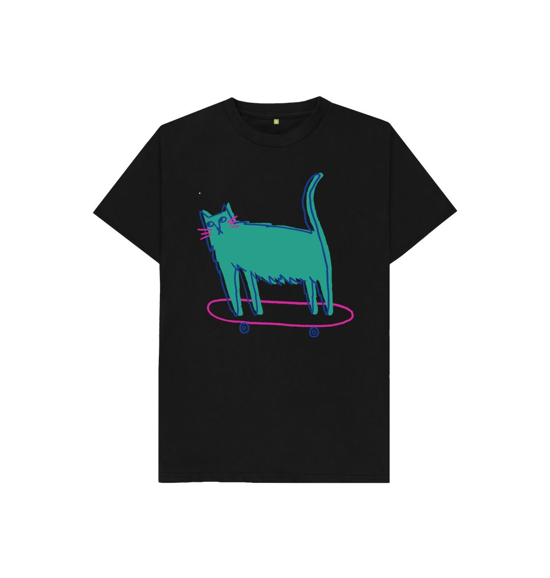 Black Purr-fect Skater Kitty Tee for Kids