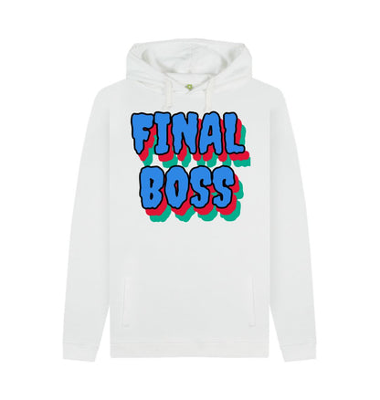 White Final Boss Men Hoodie: Conquer Cold Weather in Style