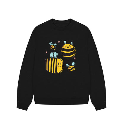 Black Buzzing Elegance Women's Oversized Honey Bee Jumper