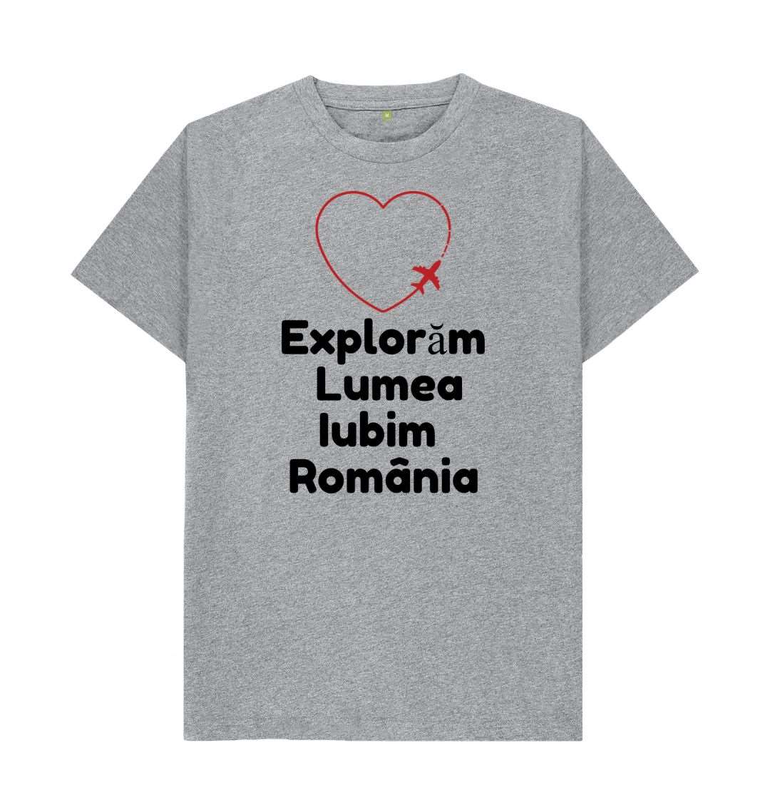 Athletic Grey Exploring the World, Loving Romania Unisex Tee - Proud Romaminian