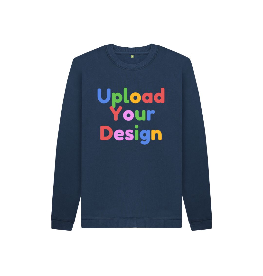 Navy Blue Customized Comfort: Print-On-Demand Kids Jumpers for Trendy Tots