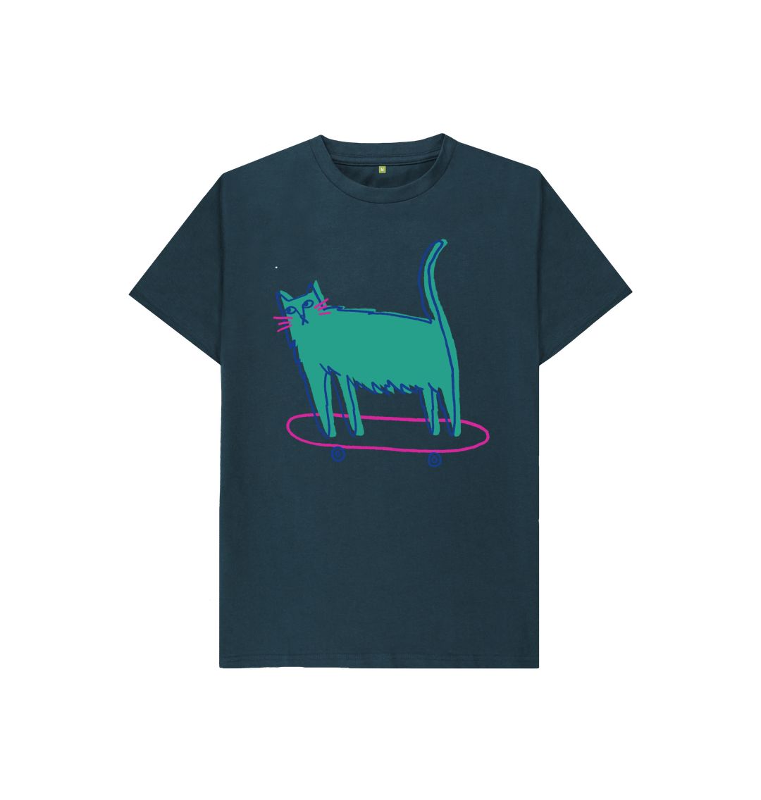 Denim Blue Purr-fect Skater Kitty Tee for Kids