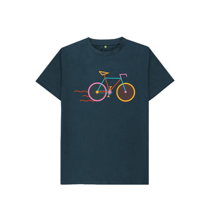 Denim Blue Unisex-Cycle Adventure Kids Basic T-Shirt  - Ride into Fun and Style