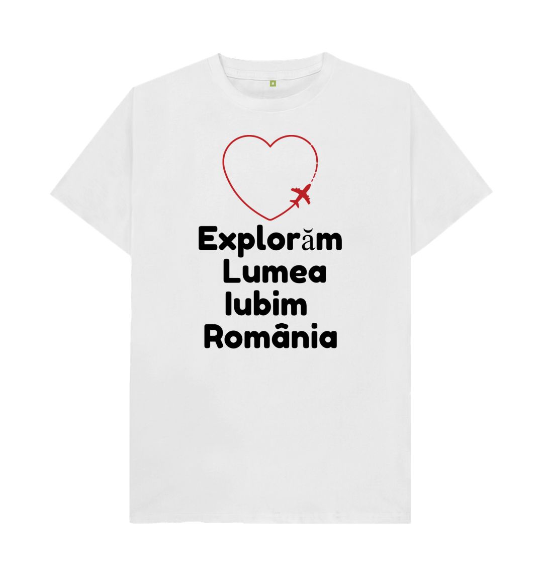 White Exploring the World, Loving Romania Unisex Tee - Proud Romaminian