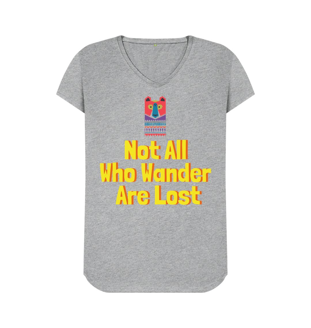 Athletic Grey Not All Who Wander Are Lost V-Neck Adventure Tee