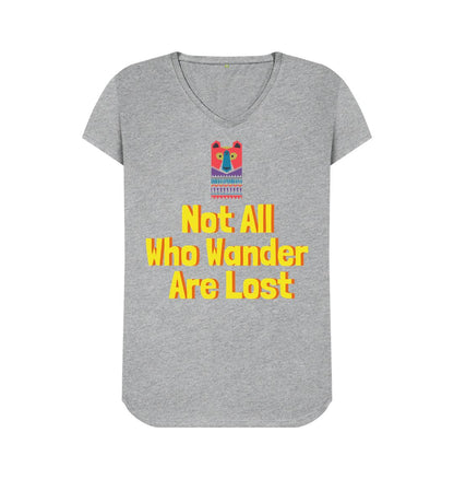 Athletic Grey Not All Who Wander Are Lost V-Neck Adventure Tee