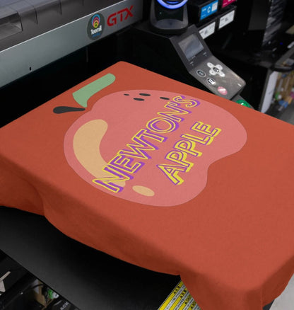 "Newton's Apple Elegance: V-Neck T-Shirt – Embrace the Power of Gravity in Style"