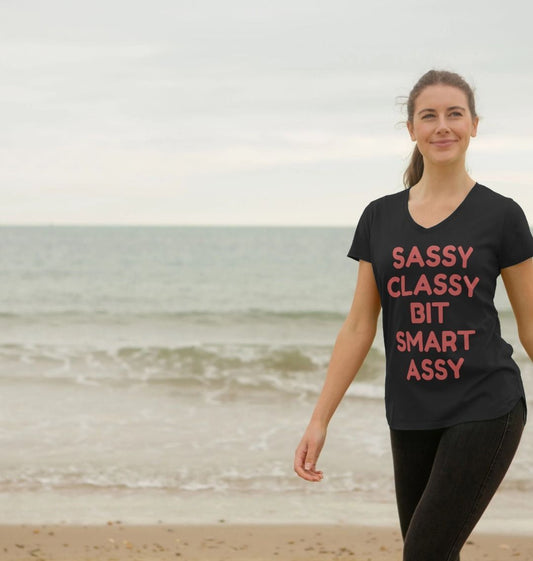 Sassy, Classy, a Bit Smart Assy V-Neck: Where Style Meets Attitude