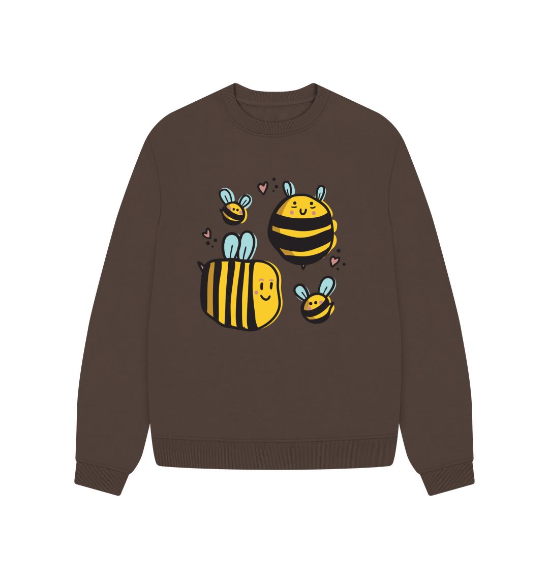 Chocolate Buzzing Elegance Women's Oversized Honey Bee Jumper