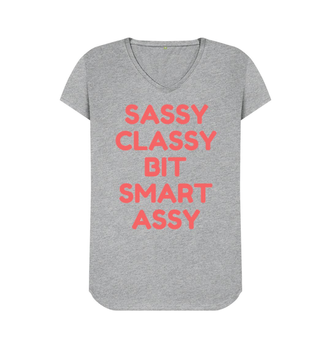 Athletic Grey Sassy, Classy, a Bit Smart Assy V-Neck: Where Style Meets Attitude