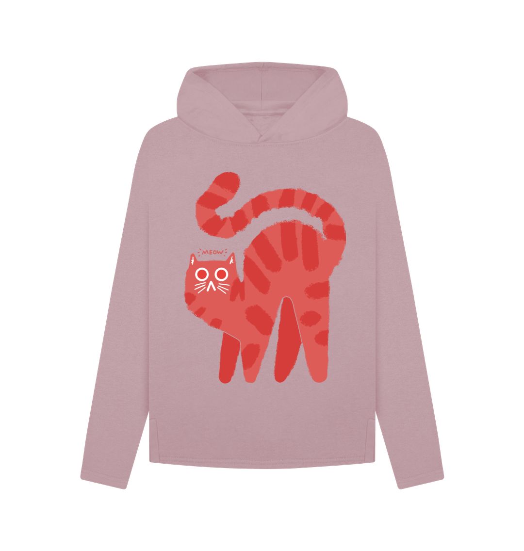 Mauve \"Meow Magic: Cute Cat Hoodie\u2013 A Purr-fect Blend of Adorability and Style for Ladies\"