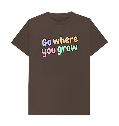 Chocolate Go Where You Grow Unisex Basic Tee: Embrace the Journey