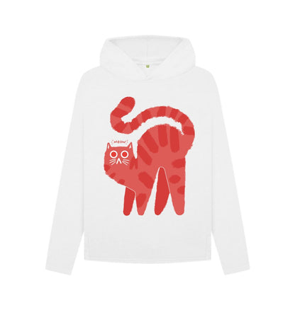 White \"Meow Magic: Cute Cat Hoodie\u2013 A Purr-fect Blend of Adorability and Style for Ladies\"