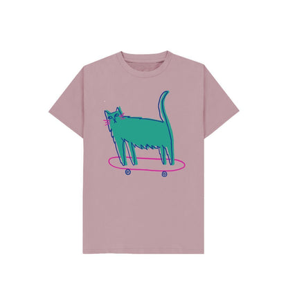 Mauve Purr-fect Skater Kitty Tee for Kids