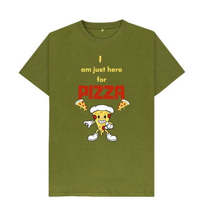 Moss Green I'm Just Here for Pizza Unisex Tee - A Slice of Humor in Every Bite